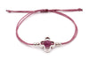 Makramee Armband mit Metall Blume Farbe silber und geflochtenem Makramee Verschluss zur Größenanpassung