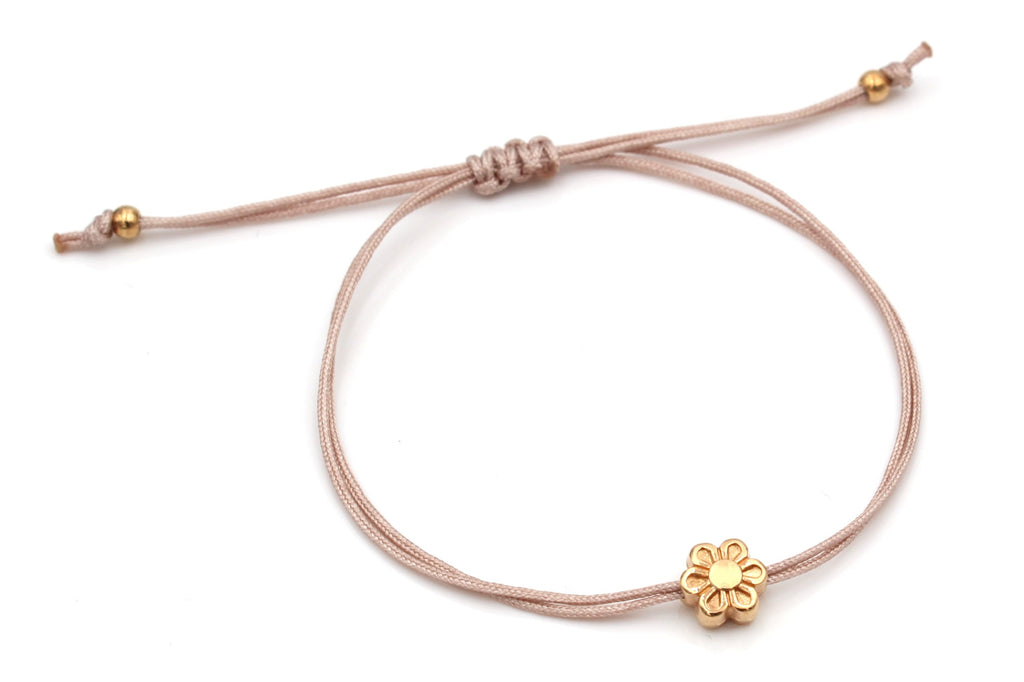 Makramee Armband kleine Blume in rosegold und Größen verstellbarer Verschluss