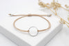 rosenholz farbenes Makramee Armband mit zartem Kreis Anhänger in silberfarben