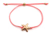 neonfarbiges Armband Seestern in koralle und rosegold als Makrameearmband mit edlem Kugelverschluss zum verstellen